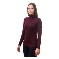 SENSOR MERINO EXTREME dámské triko dl.rukáv zip port red