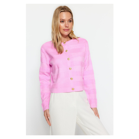 Trendyol Pink Crew Neck Knitwear Cardigan