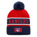 New York Rangers zimní čepice Authentic Pro Game & Train Cuffed Pom Knit Deep Royal-Athletic Red