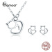 Minimalistický stříbrný set náhrdelník a náušnice ve tvaru kočky LOAMOER