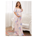 Květované šaty pro těhotné s volánem - RŮŽOVÉ