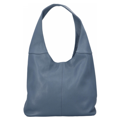 Velká dámská kožená kabelka Hayley modrá Delami Vera Pelle