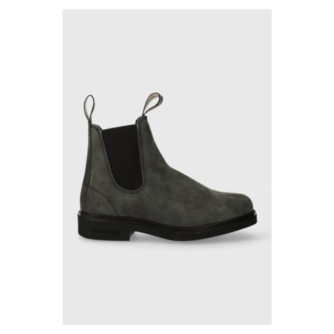 Semišové kotníkové boty Blundstone dámské, šedá barva, na plochém podpatku, 1308.Rustic.Black