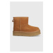 Dětské semišové sněhule UGG KIDS CLASSIC MINI PLATFORM béžová barva