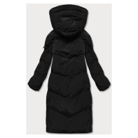 Dlouhá černá dámská zimní bunda s kožešinovou podšívkou (2M-011)