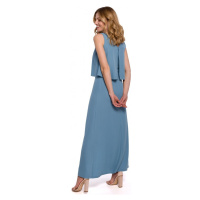 Maxi šaty s volánem modré model 18002661 - Makover