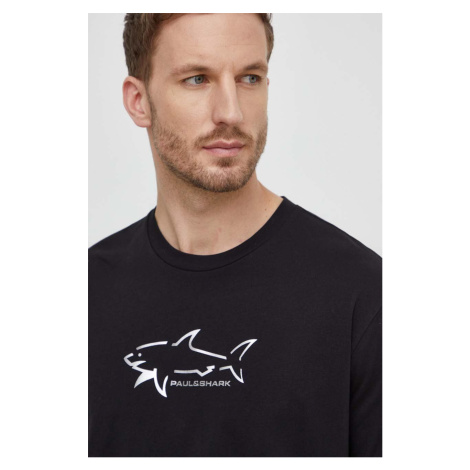 Bavlněné tričko Paul&Shark černá barva, s potiskem, 23411198 Paul shark