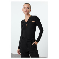 Trendyol Black Cut Out/Window Detailed Knitted Bodysuit