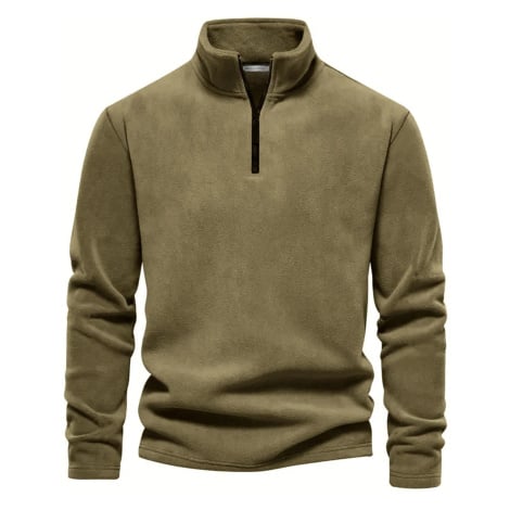 49143 Dewberry Half Zipper Stand Collar Mens Fleece-DARK BEIGE