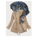 Béžová/vícebarevná dámská bunda s ozdobnou kapucí (YR2022)