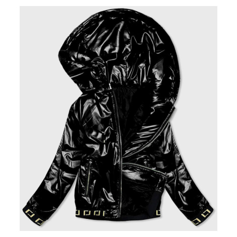 Krátká černá dámská bunda s kapucí model 17041761 - S'WEST