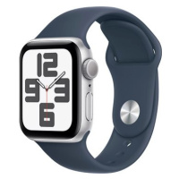 Apple Watch SE 40mm Stříbrný hliník s bouřkově modrým sportovním řemínkem - M/L