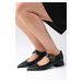 Mio Gusto Lilou Black Color Pointed Toe Women's Low Heel Shoes