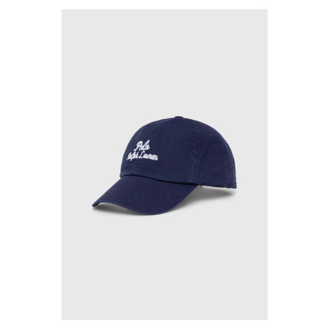Bavlněná baseballová čepice Polo Ralph Lauren tmavomodrá barva, s potiskem, 710936498