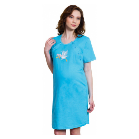 Dámská noční košile mateřská Vienetta Secret Čáp s čepicí | fialová