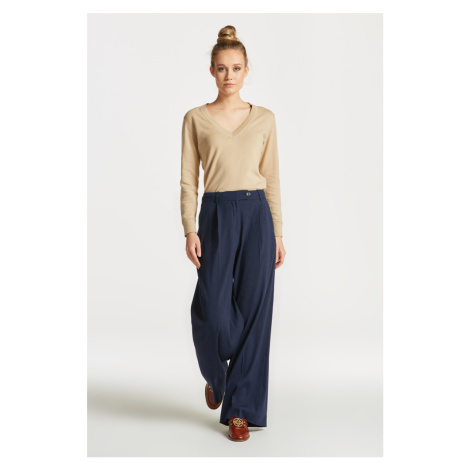 KALHOTY GANT WIDE STRETCH LINEN PANT modrá