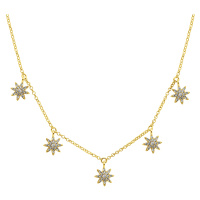 Brilio Silver Třpytivý pozlacený náhrdelník s čirými zirkony NCL14Y