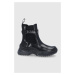 Kožené kotníkové boty Karl Lagerfeld Quest dámské, černá barva, na plochém podpatku