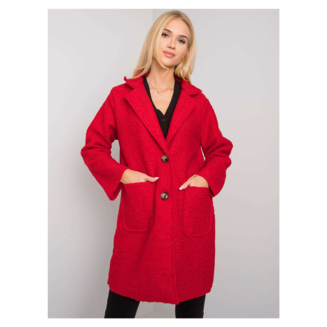 OH BELLA Červený bouclé kabát Fashionhunters