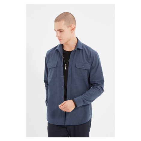 Trendyol Indigo Regular Fit Double Pocket Flap Winter Shirt