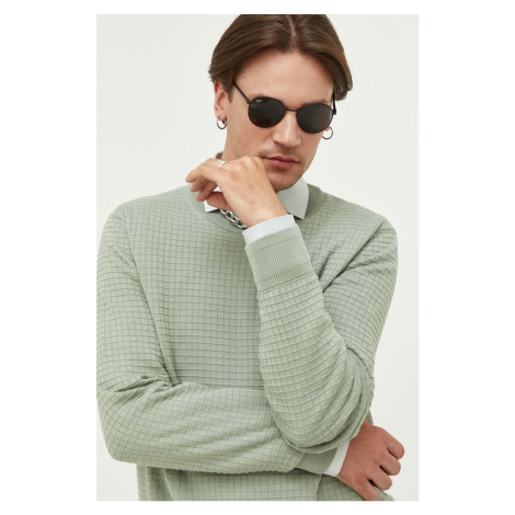 Bavlněný svetr HUGO zelená barva, lehký Hugo Boss