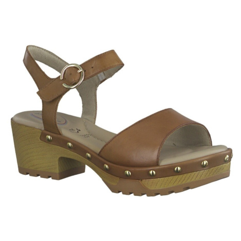 Blancheporte Kožené sandály ve stylu dřeváků karamelová