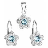 Sada šperků s krystaly Swarovski náušnice a přívěsek modrá kytička 39162.3