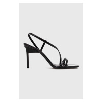 Kožené sandály Calvin Klein GEO STILETTO ASY SAN černá barva, HW0HW01609