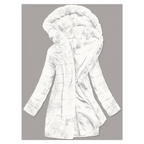 Bílá dámská bunda - kožíšek s kapucí (BR9746-26) S'WEST | Modio.cz
