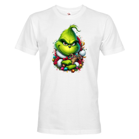 Pánské triko Grinch s ozdobami - skvělé vánoční triko BezvaTriko