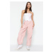 Trendyol Růžové pyžamo Normální pas Padákové kalhoty