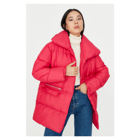 Trendyol Fuchsia Oversize Zipper Detail Puffer Coat