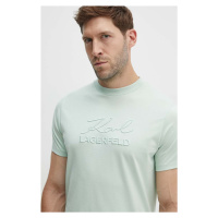 Bavlněné tričko Karl Lagerfeld zelená barva, s aplikací, 542225.755030