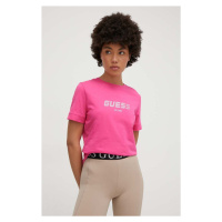 Bavlněné tričko Guess ELEANORA růžová barva, V4RI10 K8HM4