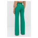 Kalhoty Elisabetta Franchi dámské, zelená barva, široké, high waist
