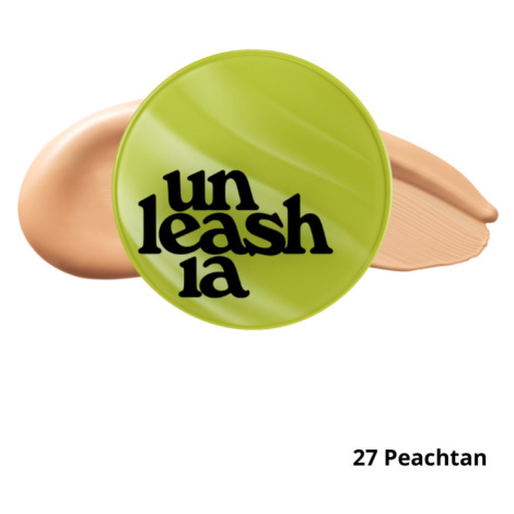 UNLEASHIA - VEGAN HEALTHY GREEN CUSHION SPF30/PA++  27 PEACHTAN- Saténový make-up s houbičkou  1