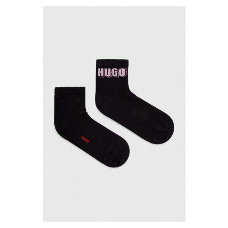 Ponožky HUGO 2-pack dámské, černá barva Hugo Boss