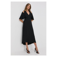 Šaty Victoria Beckham černá barva, midi, áčková