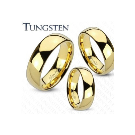 Wolframový prsten zlaté barvy, lesklý a hladký povrch, 6 mm Šperky eshop
