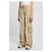 Ladies Wide Crinkle Nylon Cargo Pants beton