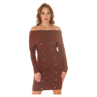 Sexy off-shoulder Knit Dress with Studs