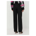 Kalhoty Karl Lagerfeld dámské, černá barva, jednoduché, high waist