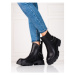 Pk Zajímavé kotníčkové boty dámské černé na plochém podpatku ruznobarevne