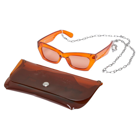 Sluneční brýle s popruhem a pouzdrem - oranžové Urban Classics