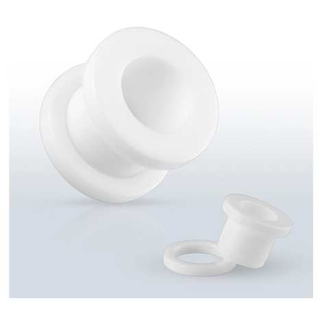 Bílý akrylový tunel do ucha - hladký povrch, šroubovací upevnění - Tloušťka : 18 mm Šperky eshop