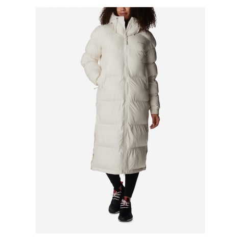 Bílý dámský prošívaný dlouhý zimní kabát s kapucí Columbia Pike Lake |  Modio.cz
