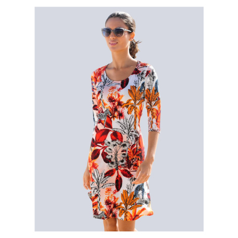 Plážové šaty s potiskem džungle Alba Moda Bílá/Oranžová