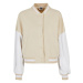 Ladies Oversized 2 Tone College Terry Jacket - softseagrass/white