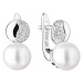 Gaura Pearls Stříbrné náušnice s řiční perlou a zirkony Becky, stříbro 925/1000 SK19484EL Bílá
