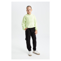 DEFACTO Girls Black Cargo Pocket Jogger School Sweatpants